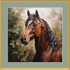 Bay Stallion - Professionally Framed & Matted