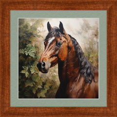 Bay Stallion - Professionally Framed & Matted