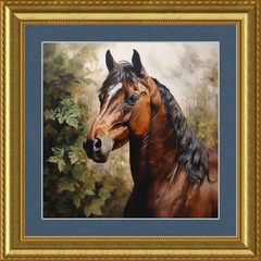 Bay Stallion - Professionally Framed & Matted