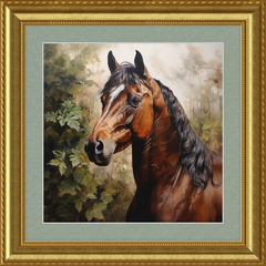 Bay Stallion - Professionally Framed & Matted