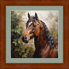 Bay Stallion - Professionally Framed & Matted