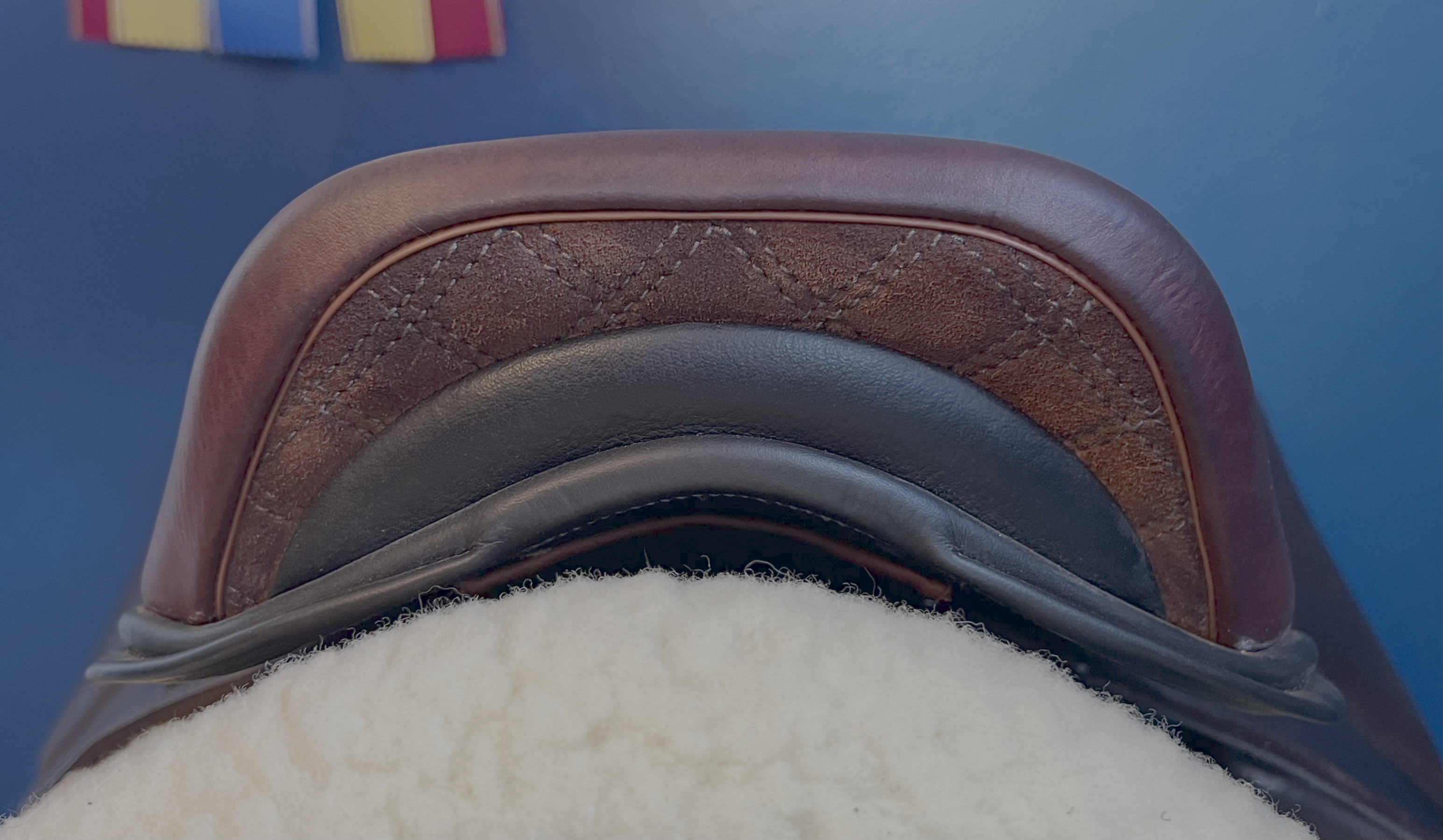 17" WOW DMK Show Jumping Dual-Flap Saddle. Semi-Curved Tree. Forward Cut flap. Movable knee block. Rent, Buy Demo, or Purchase New only at Delfina Saddlery.