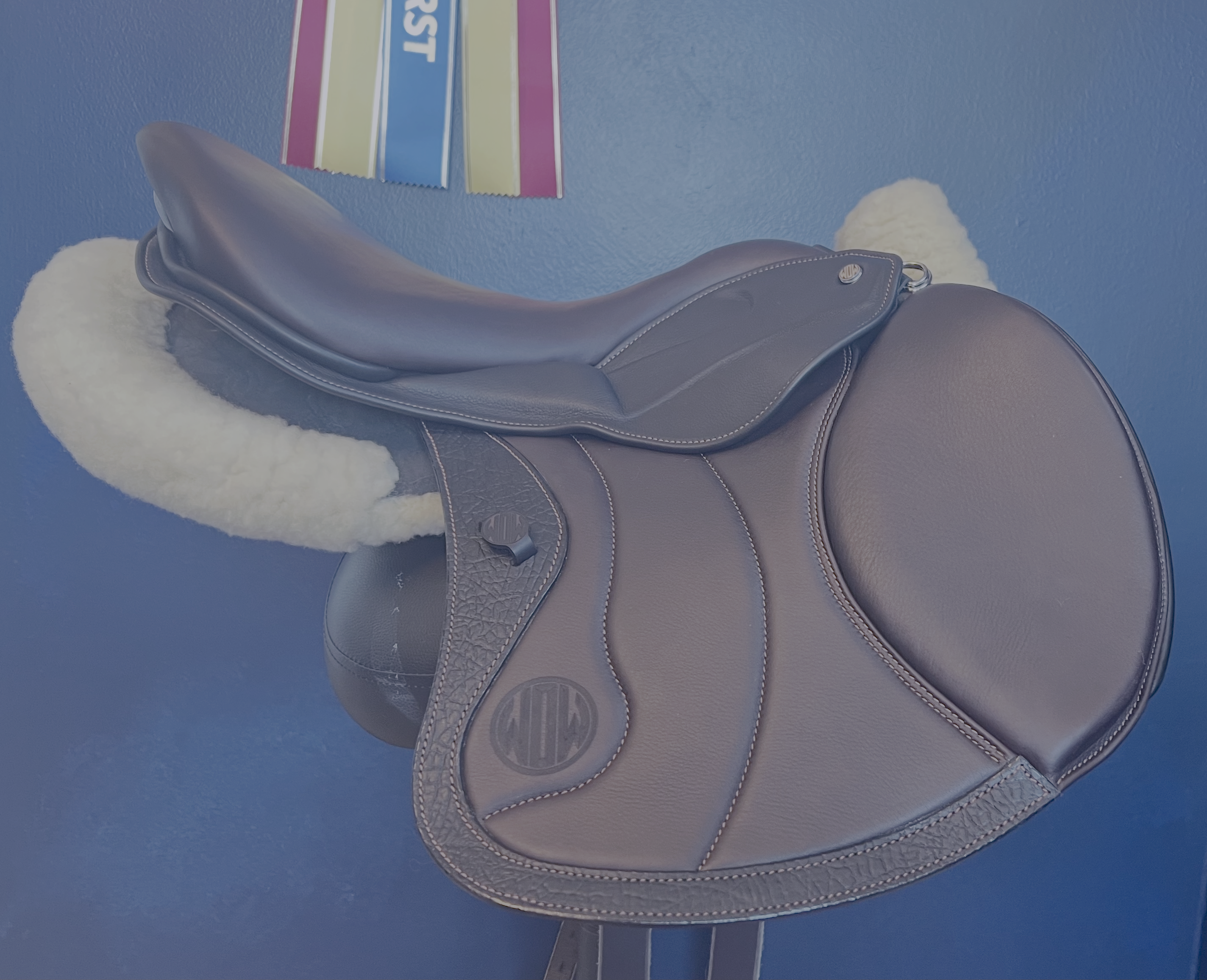 18" DMK Peak Show Jumping Saddle. Curved Tree. Forward Cut flap. Fixed curved block. Rent, Buy Demo, or Purchase New only at Delfina Saddlery.