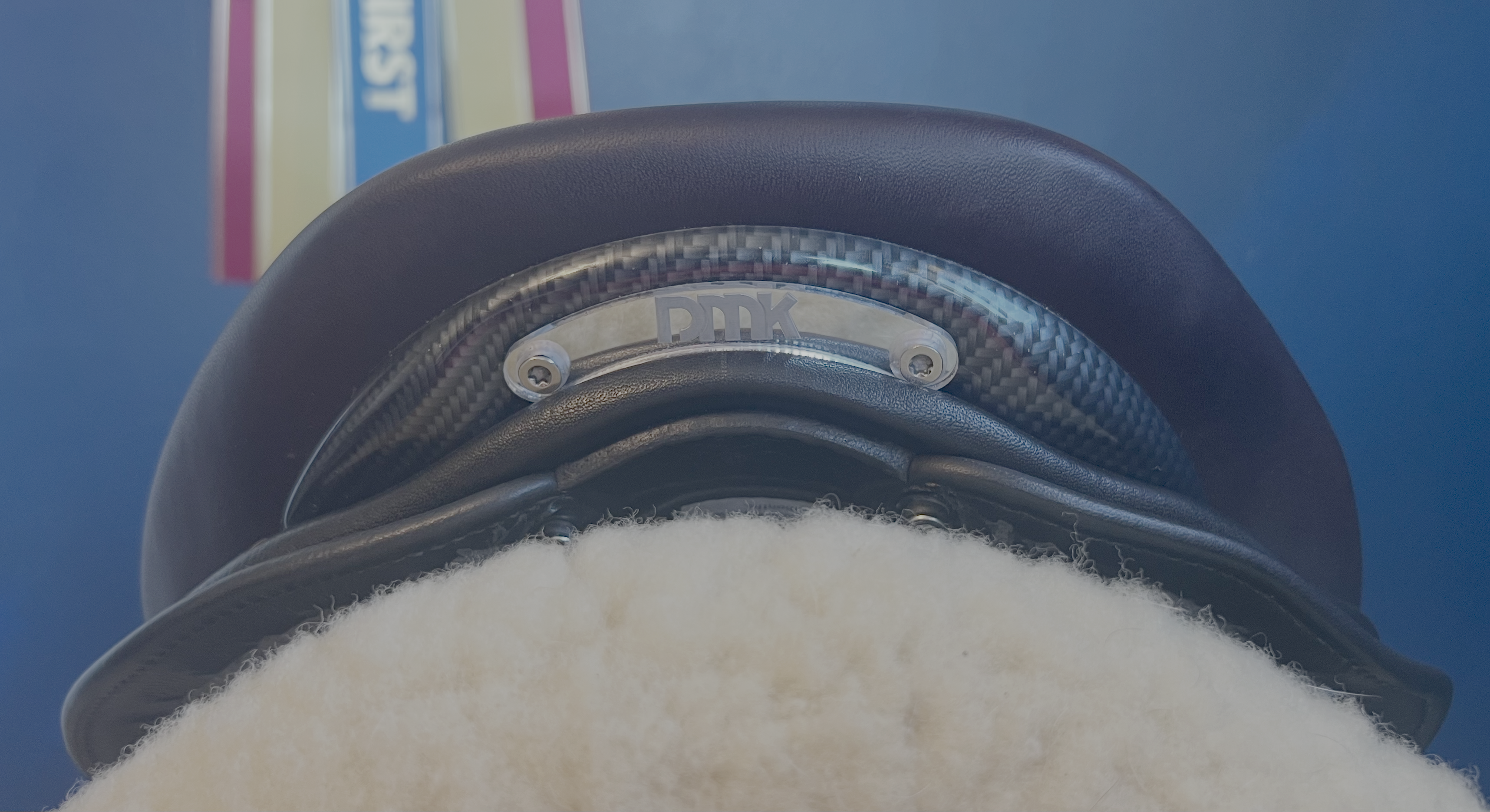 18" DMK Peak Show Jumping Saddle. Curved Tree. Forward Cut flap. Fixed curved block. Rent, Buy Demo, or Purchase New only at Delfina Saddlery.