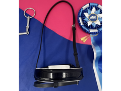 Wide, Patent Leather Anatomic Crank Noseband with White Padding