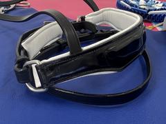 Wide, Patent Leather Anatomic Crank Noseband with White Padding