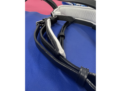 Wide, Patent Leather Anatomic Crank Noseband with White Padding