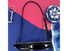 Wide, Patent Leather Anatomic Crank Noseband with White Padding