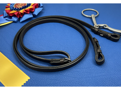 Delfina brand brown, flat reins with hook stud ends for dressage, jumpers, pleasure, trail horses.
