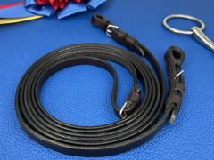 Delfina brand brown, flat reins with buckle ends for dressage, jumpers, pleasure, trail horses.