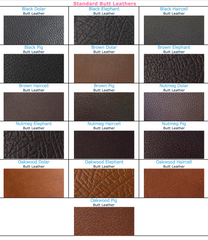 All WOW Butt Leather swatches from Delfina Saddlery's WOW Customization Guide
