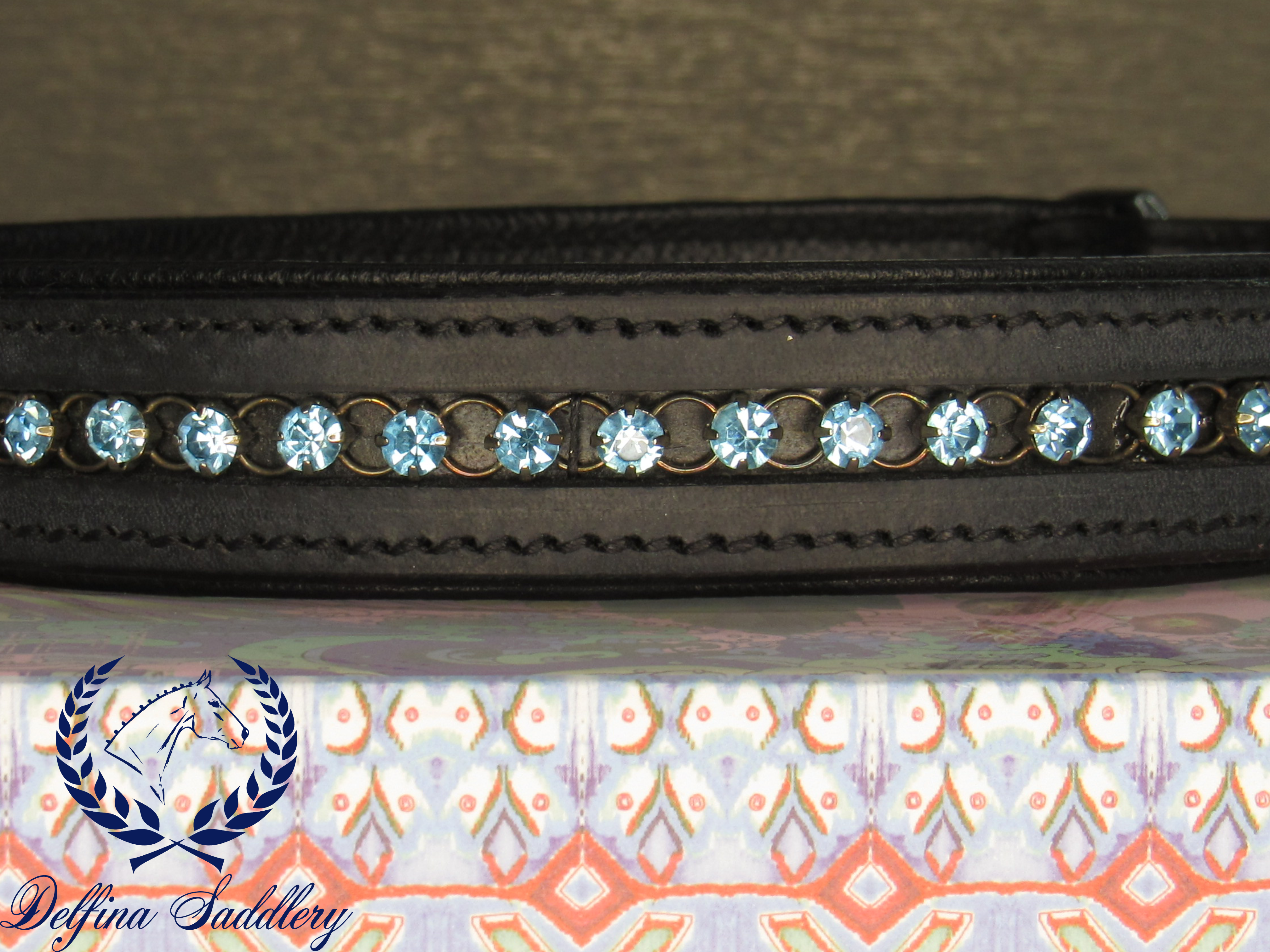 Blue swiss swarovski crystal custom dog collar