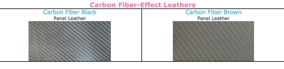 WOW Saddlery's available carbon fiber leather effect swatches in black or brown