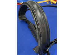 Raised Padded Crank Noseband, Brown, French, Closeup