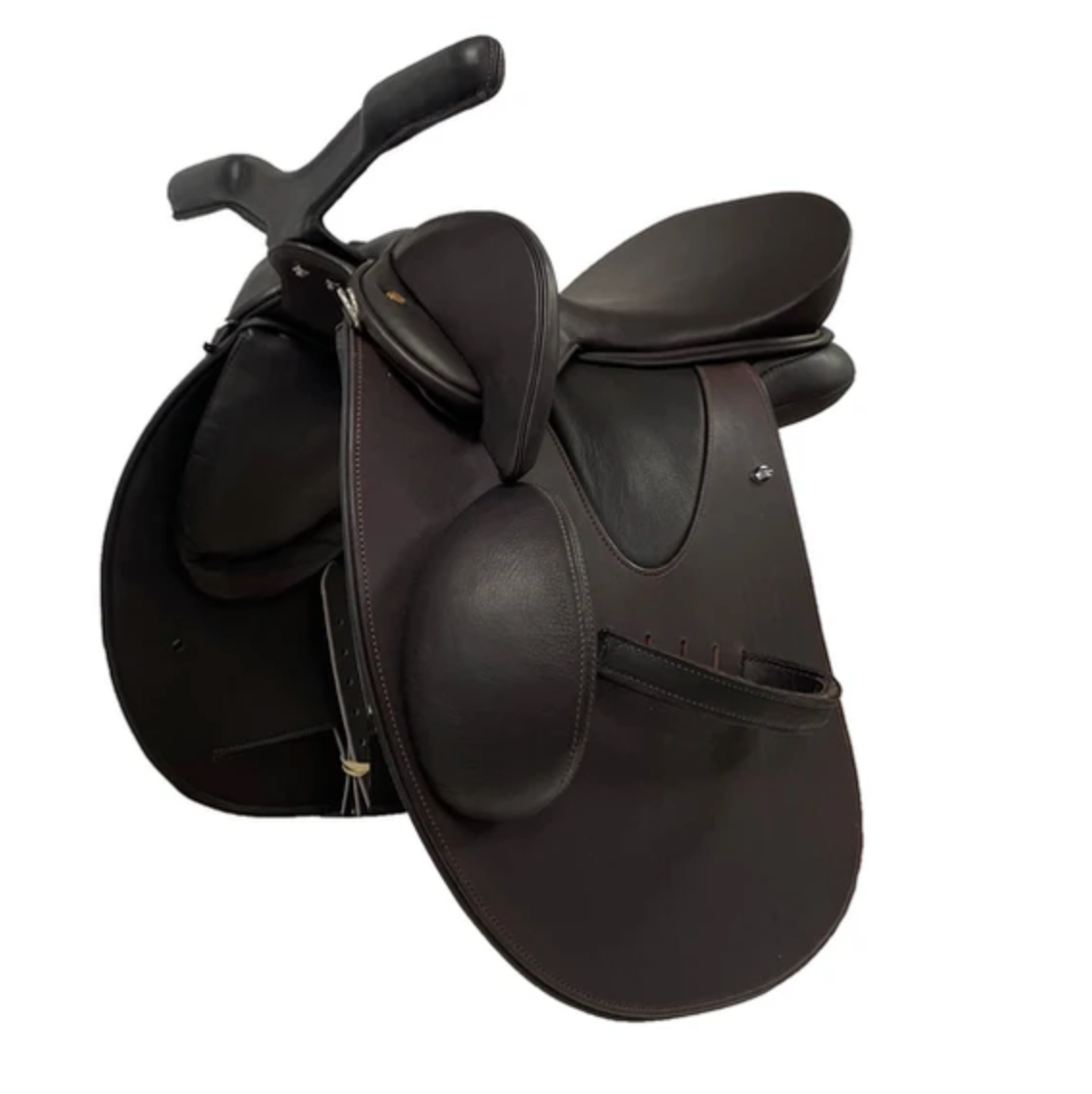 WOW Aussie Stock Saddle with custom para-rider movable fixed-block, leg strap, pollies, and handle bars