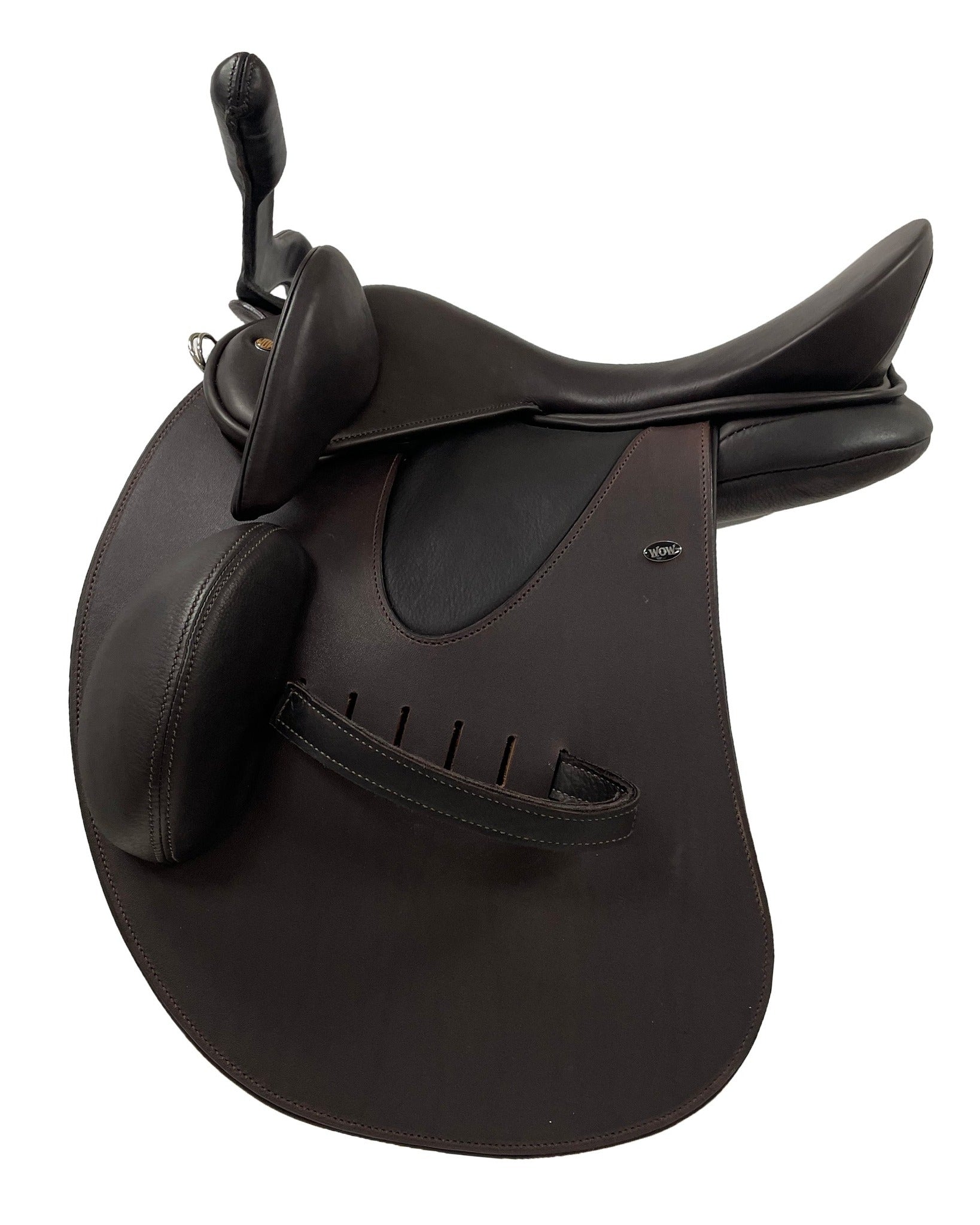 WOW Aussie Stock Saddle with custom para-rider movable fixed-block, leg strap, pollies, and handle bars