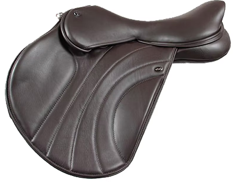 WOW Bramham XC Flaps made of one large moulded piece of leather, long external flap calf block and small fixed knee block