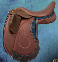 DMK Pinnacle Dressage Saddle with movable fixed external flap blocks