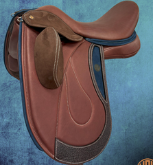 DMK Pinnacle Dressage Saddle with movable fixed external flap blocks