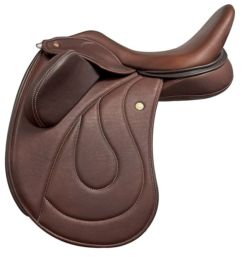 DMK Pinnacle Dressage Saddle with movable fixed external flap blocks