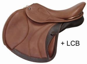WOW DMK Peak Show Jumping Saddle with magnetic dual flaps, full padded skirt for hip and leg pain center air jack dee and wear strip with long calf block