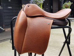 WOW DMK Stumpy Dressage Saddle with hidden short flap for short riders or short legged dressage riders