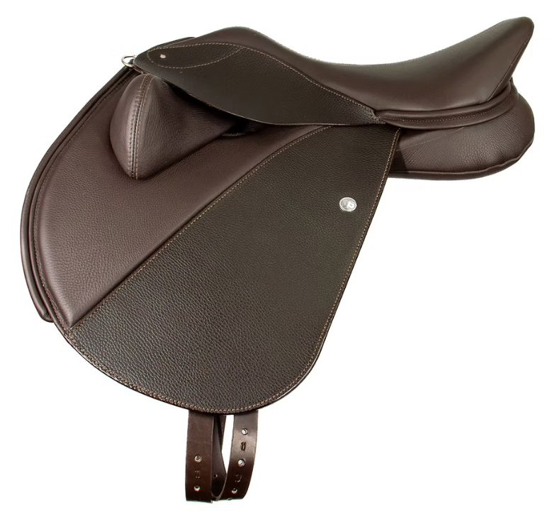 Duskin Show Jumping Saddle for Ponies with adjustable fixed block flap