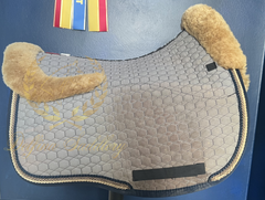 Custom Mattes Platinum EuroFit Dressage Pad - Grey, Blue & Gold