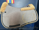 Custom Mattes Platinum EuroFit Dressage Pad - Grey, Blue & Gold