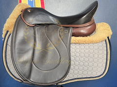 Custom Mattes Platinum EuroFit Dressage Pad - Grey, Blue & Gold