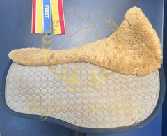Custom Mattes Platinum EuroFit Dressage Pad - Grey, Blue & Gold