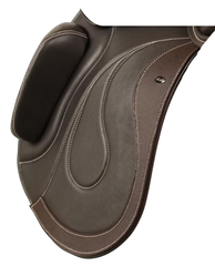 WOW Equitana Pinnacle Dressage Flap in padded frenched-leather with a low-thigh / low-profile block