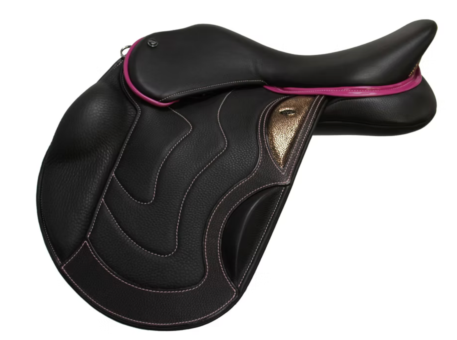 Signature Competitor Jumping Fixed Block + CB Saddle from WOW magenta facings and bronze metallic flap infill