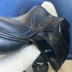 17" Custom Saddlery Monte Carlo / Black Vienna Buffalo / Blue Welting **Wool Flocked**