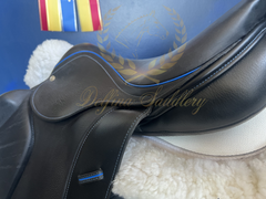 17" Custom Saddlery Monte Carlo / Black Vienna Buffalo / Blue Welting **Wool Flocked**