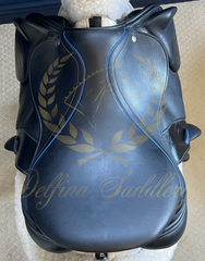 17" Custom Saddlery Monte Carlo / Black Vienna Buffalo / Blue Welting **Wool Flocked**