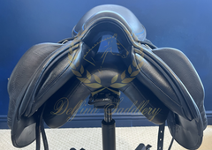 17" Custom Saddlery Monte Carlo / Black Vienna Buffalo / Blue Welting **Wool Flocked**