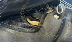 17" Custom Saddlery Monte Carlo / Black Vienna Buffalo / Blue Welting **Wool Flocked**