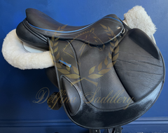 17" Custom Saddlery Monte Carlo / Black Vienna Buffalo / Blue Welting **Wool Flocked**