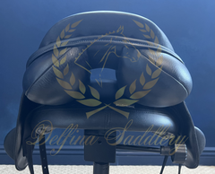 17" Custom Saddlery Monte Carlo / Black Vienna Buffalo / Blue Welting **Wool Flocked**