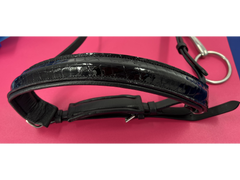 Delfina Lamplight Nosebands - Black, Glossy, Patent Leather, Croc Noseband