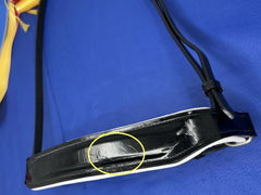 Oops : Wide, Patent Leather Anatomical Crank Noseband with White Padding