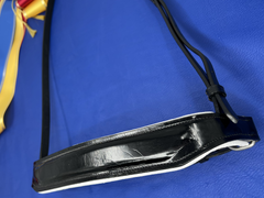 Oops : Wide, Patent Leather Anatomical Crank Noseband with White Padding