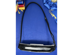 Oops : Wide, Patent Leather Anatomical Crank Noseband with White Padding