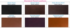 WOW Saddle's available panel leather swatches for seat or flap body