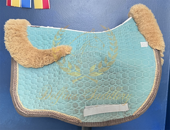 Custom Mattes Platinum EuroFit Dressage Pad - Petrol & Gold