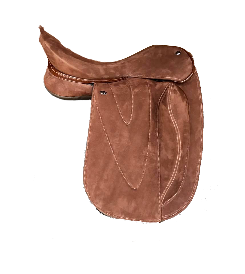 WOW Seriously Straight Padded Dressage Saddle in brown suede