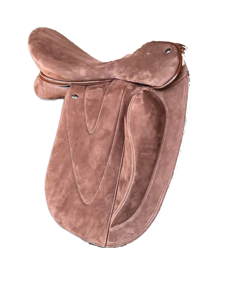 WOW Seriously Straight Padded Dressage Saddle in brown suede