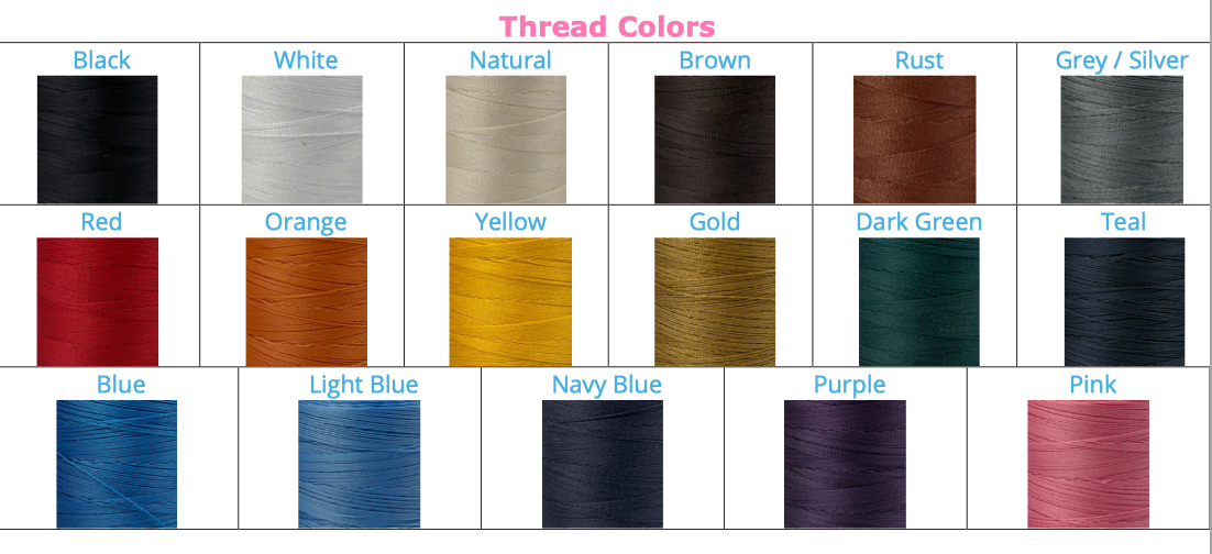 WOW Saddlery's thread color swatches for custom saddles