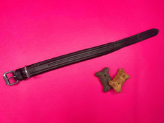 Empty channel leather dog collar